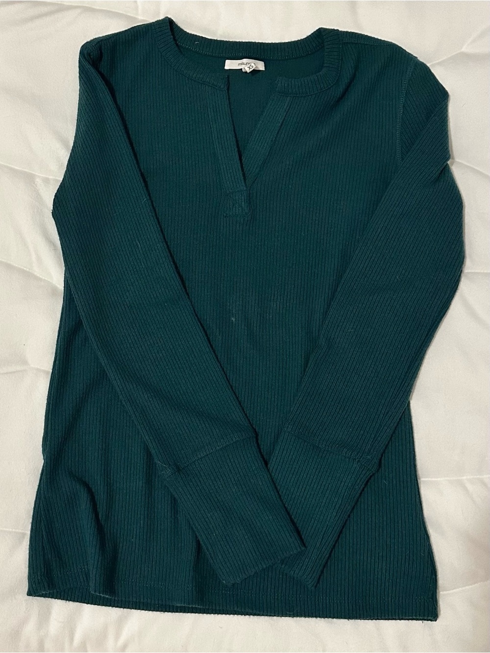 Women's Ribbed Long-Sleeve Sweater Top - Deep Green